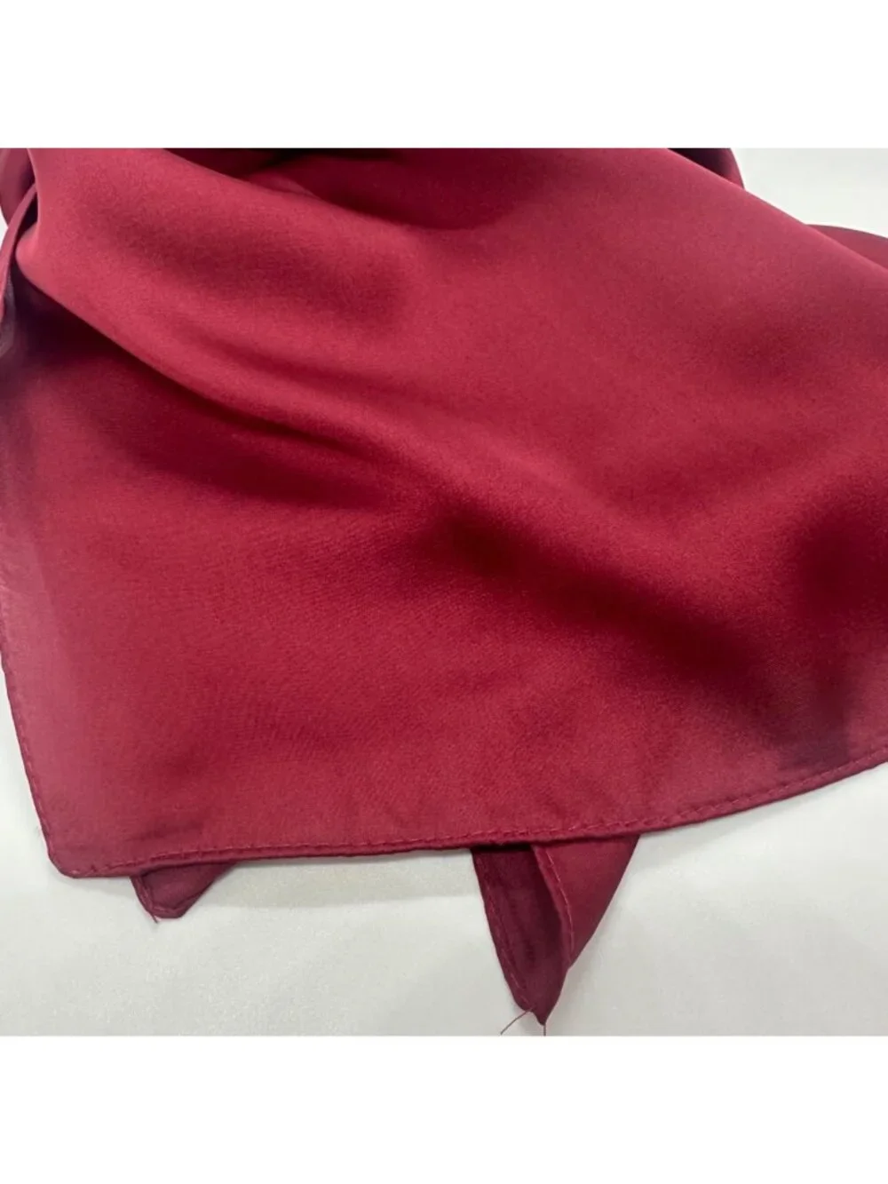 ✨Elegant Bandana Square Silky Scarf Burgundy Solid Soft Wrap Versatile Shawl New